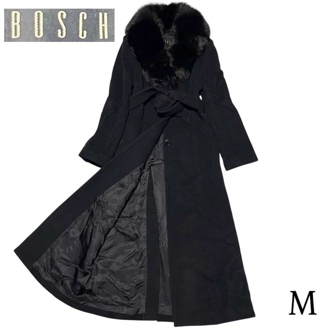 ウール100%【BOSCH】マキシ丈ロングチェスターコート 日本製 ブラック M