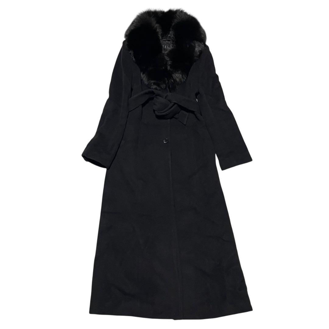 ウール100%【BOSCH】マキシ丈ロングチェスターコート 日本製 ブラック M