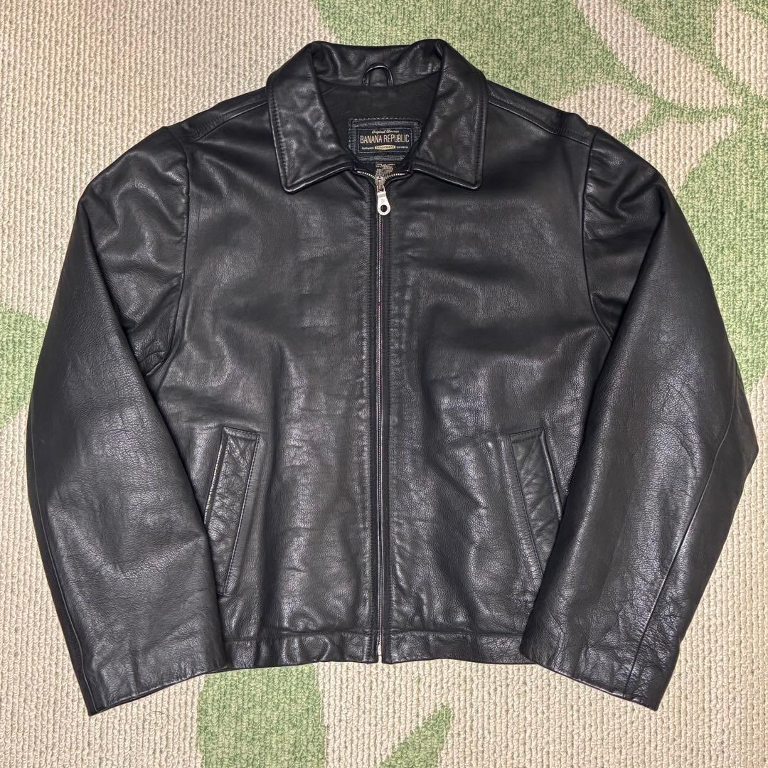90s BANANA REPUBLIC 牛革 レザージャケット ブラック