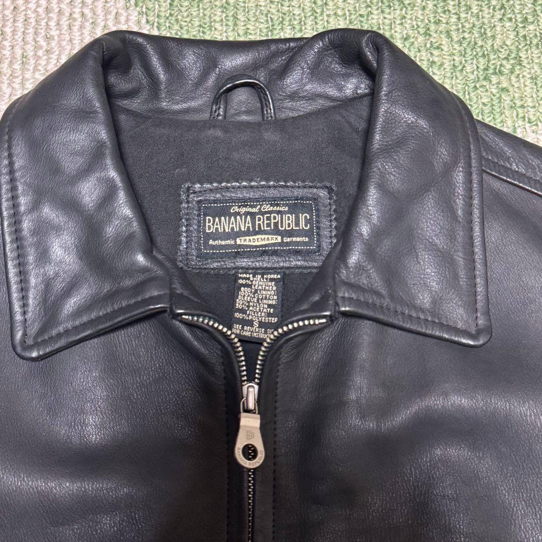 90s BANANA REPUBLIC 牛革 レザージャケット ブラック