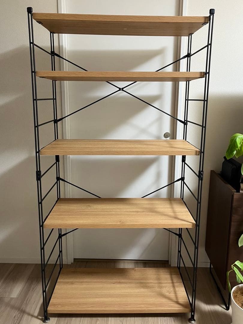 山善　オープンシェルフ　ラック　5段　オーク