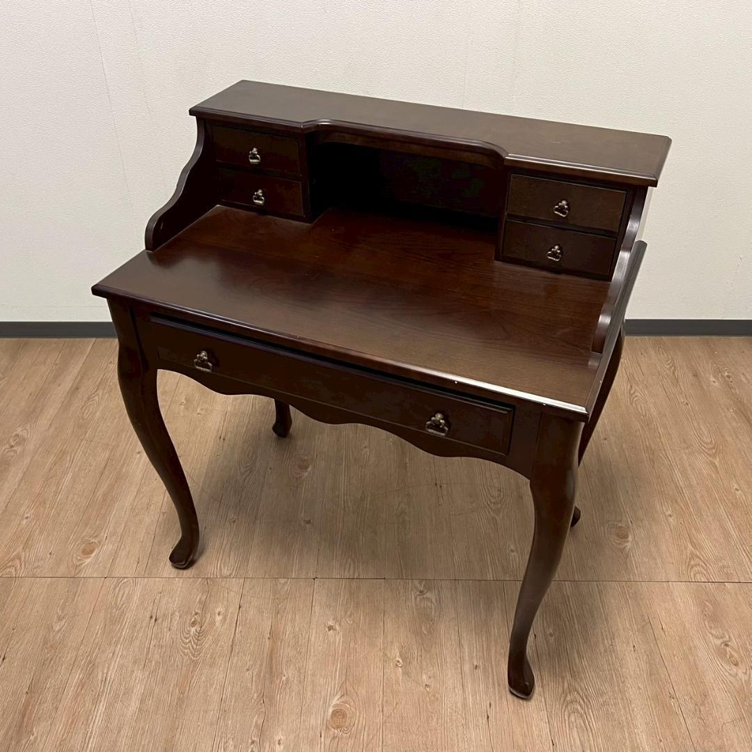 アンティーク調 猫脚 デスク 木製 ドレッサー テーブル ブラウン 机