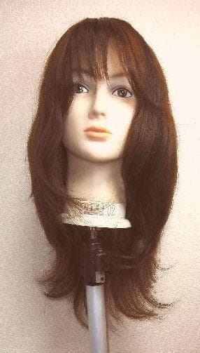 新品　人毛　ウィッグ　分け目付き　明るめブラウン　、ロング　Ｍサイズ