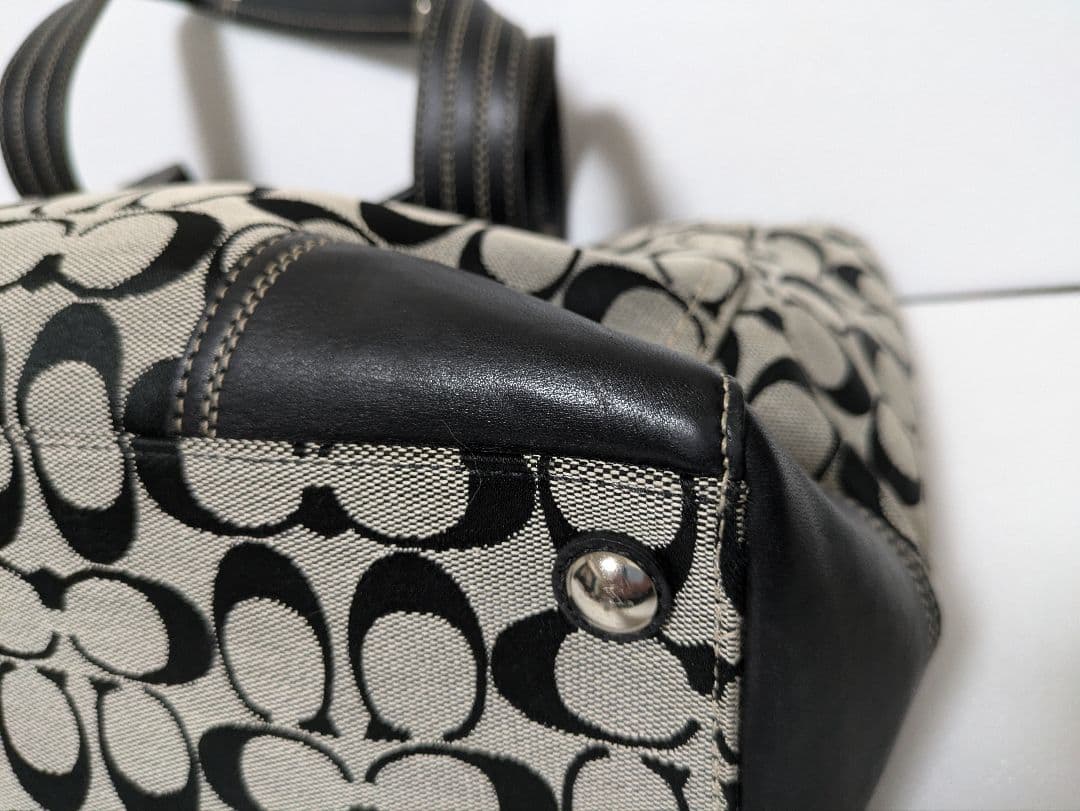 極美品 コーチ シグネチャートートバッグ ターンロック レザー キャンバス A4