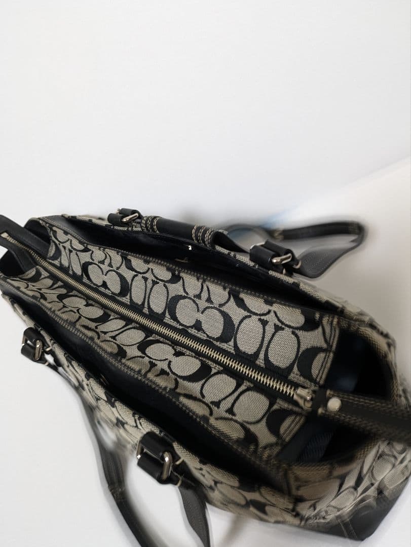 極美品 コーチ シグネチャートートバッグ ターンロック レザー キャンバス A4