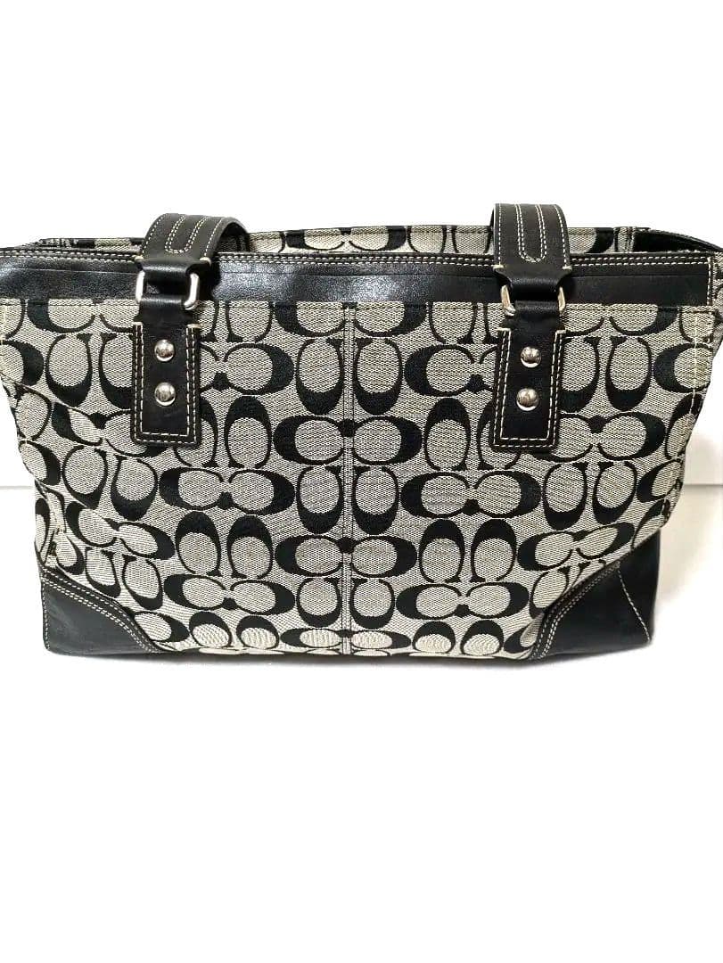 極美品 コーチ シグネチャートートバッグ ターンロック レザー キャンバス A4