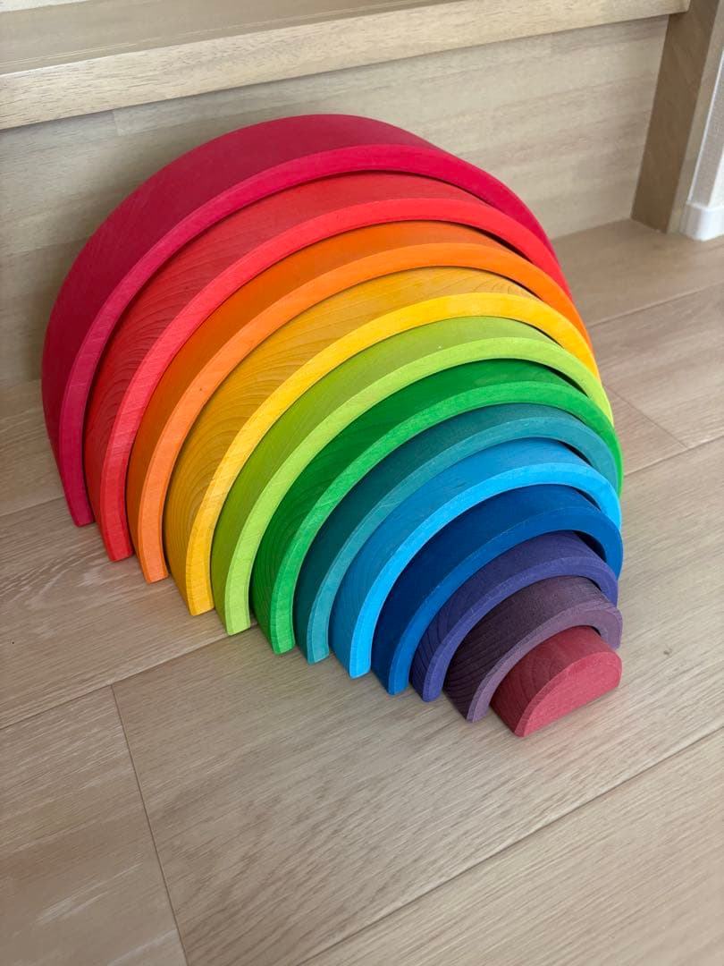 【正規品】グリムス アーチレインボー大 虹色トンネル 　木製虹色アーチ型知育玩具