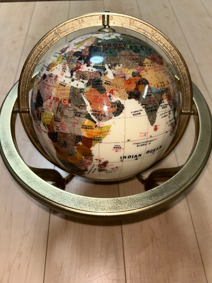 【螺鈿・アンティーク】　天然石　地球儀　パワーストーン　シェル