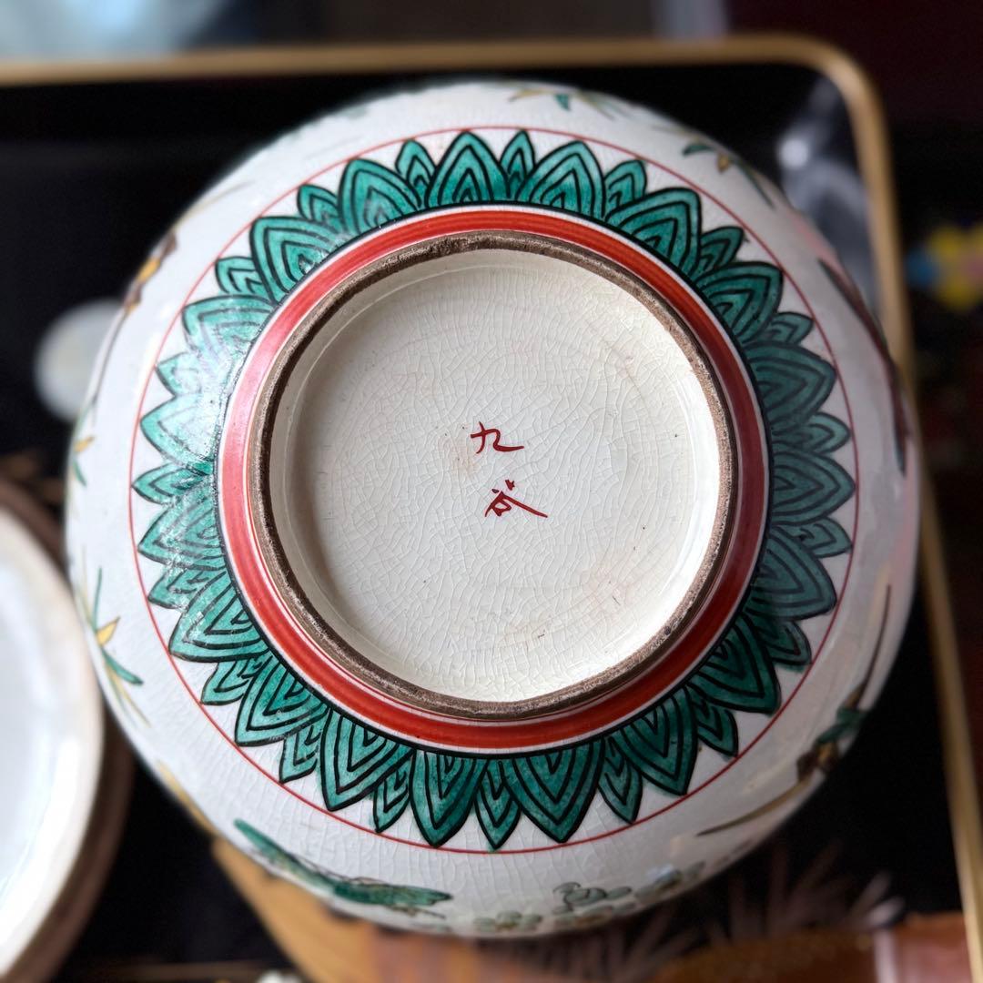 T様へ感謝お嫁入り‼️九谷焼KUTANI あじさい❌鶴❌松　蓋もの食籠作り置き