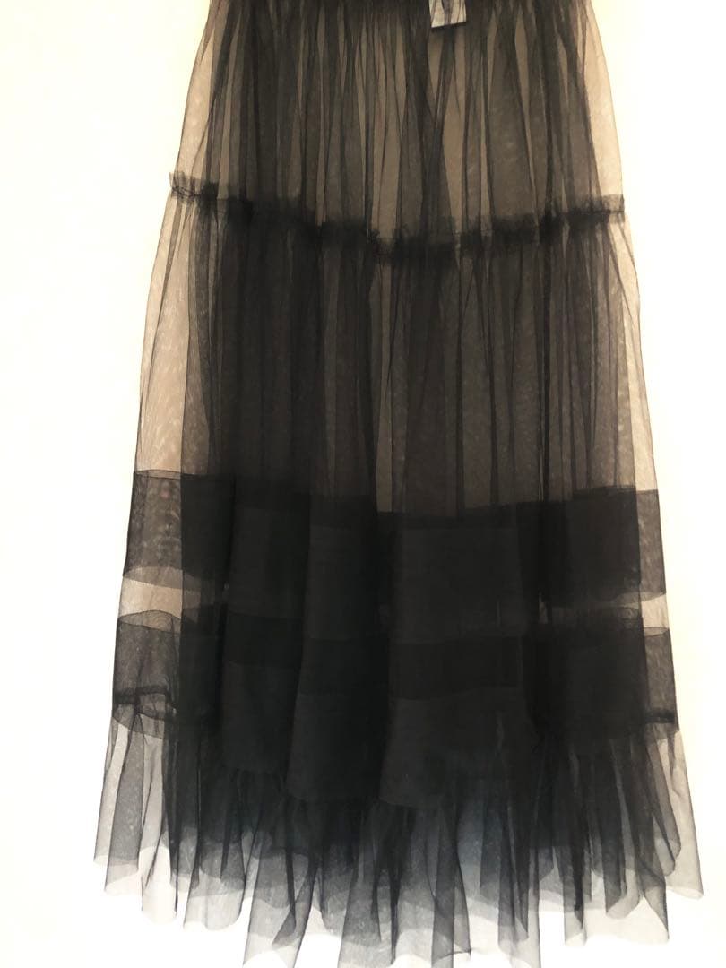 専用　美品　ANAYI　チュールティアードギャザー スカート　黒　38
