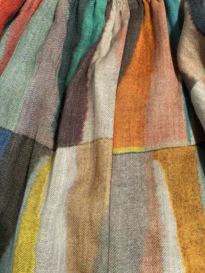 クラフトヒロ ウール&シルクマルチカラーストライプ フレアスカート