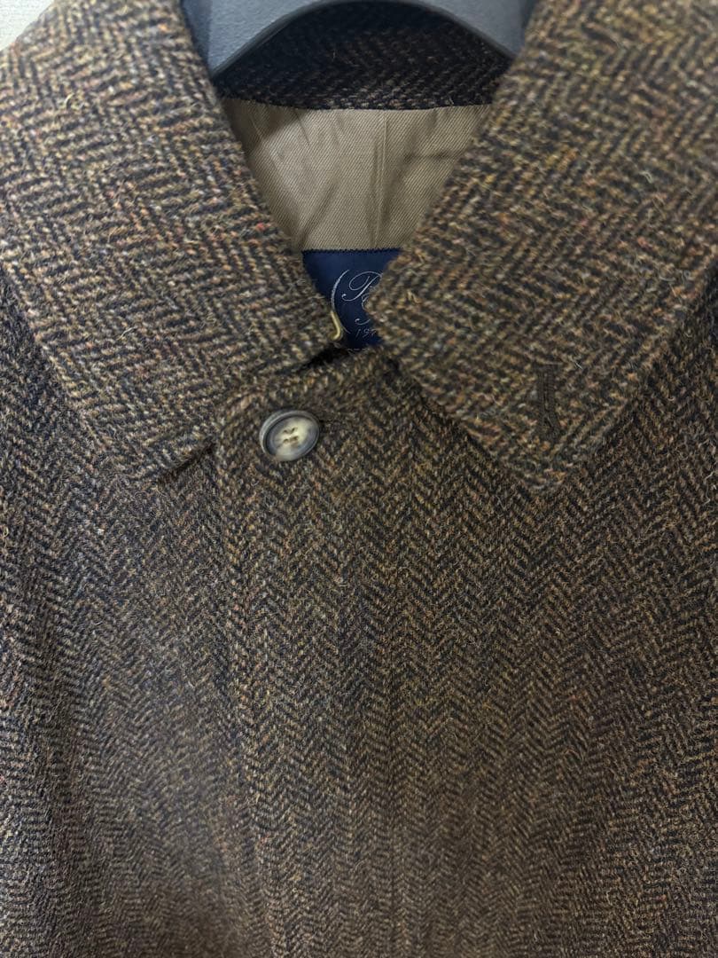 BEAMS F HARRIS TWEED ヘリンボーン バルカラーコート