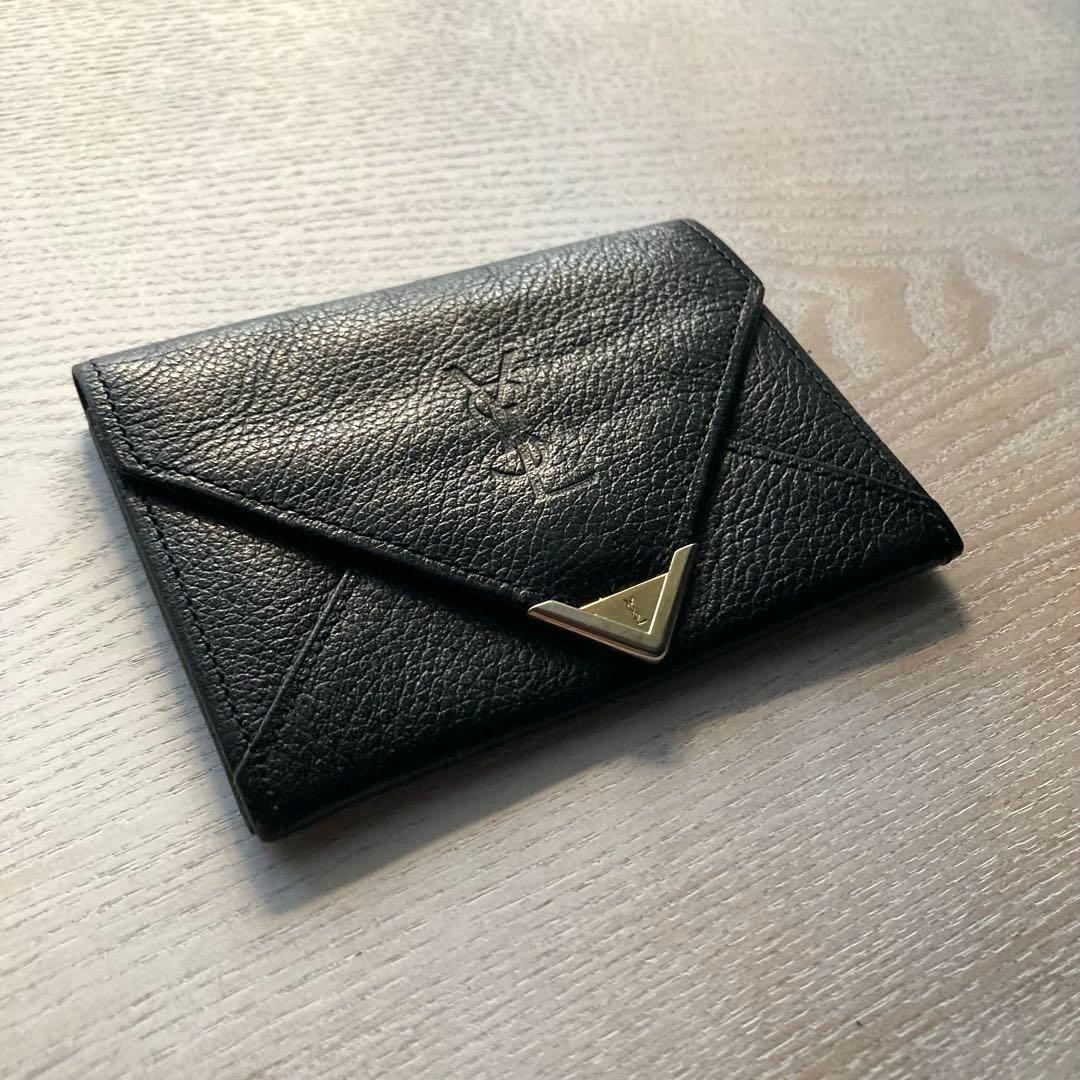 YVES SAINT LAURENT イブサンローラン　カードケース　黒レザー