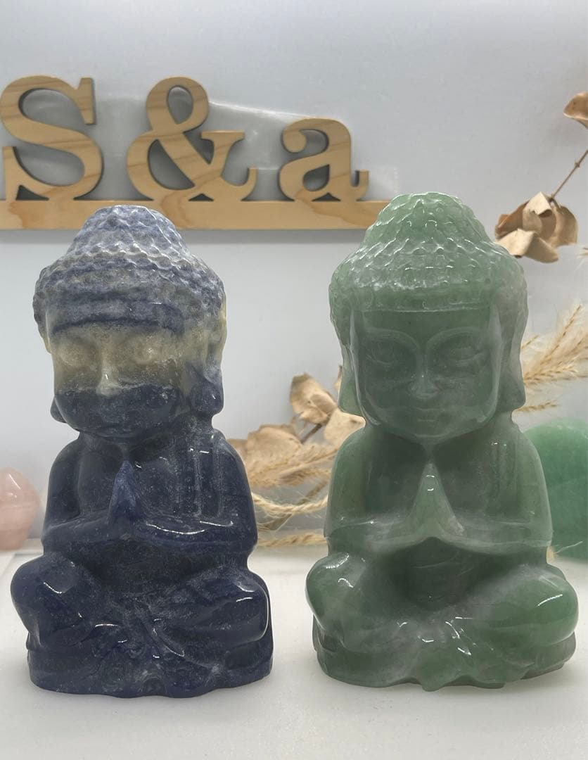 大仏様  シトリン、ローズクォーツ他中サイズ 9体セット