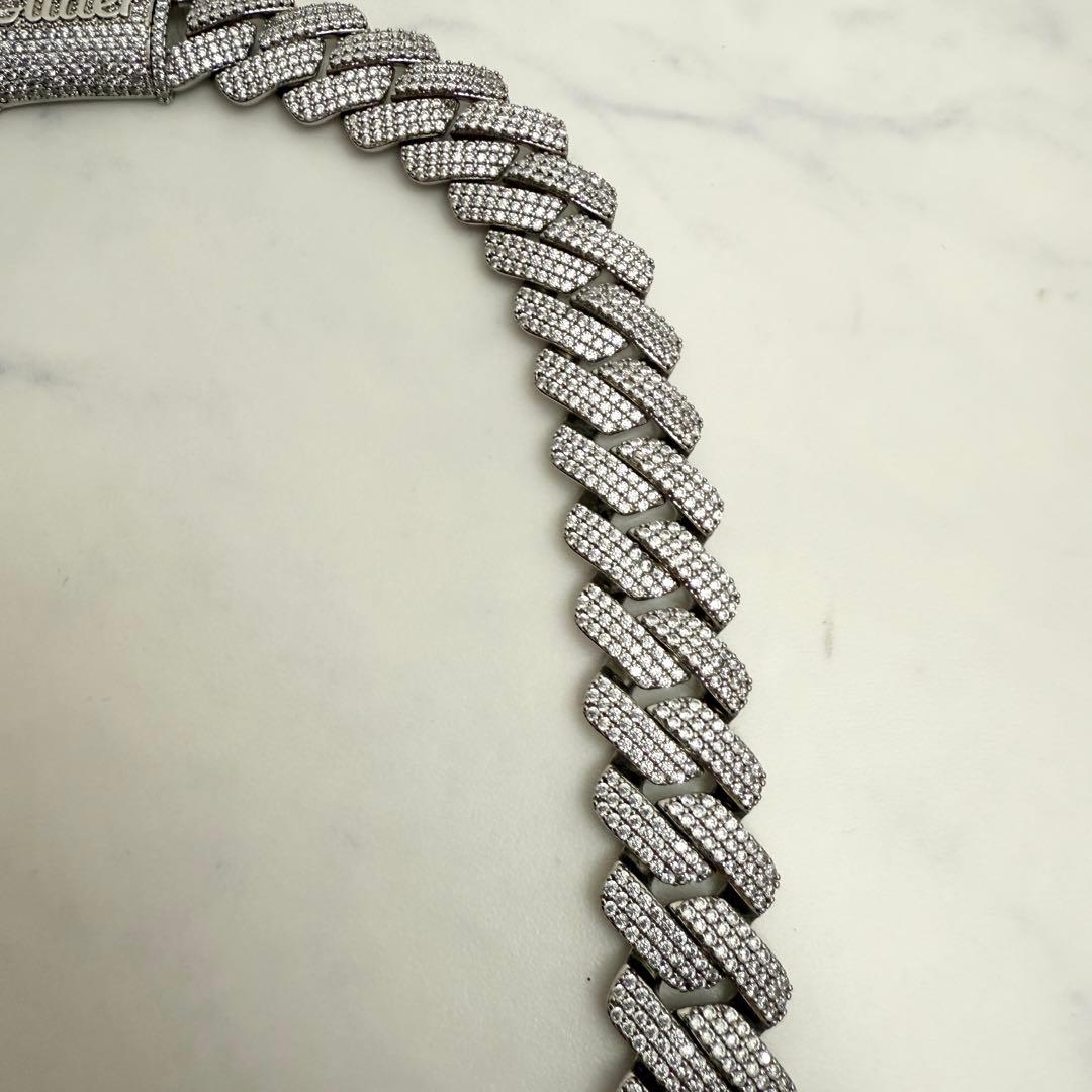 Glitter シルバー チェーンネックレス60cm 19mm