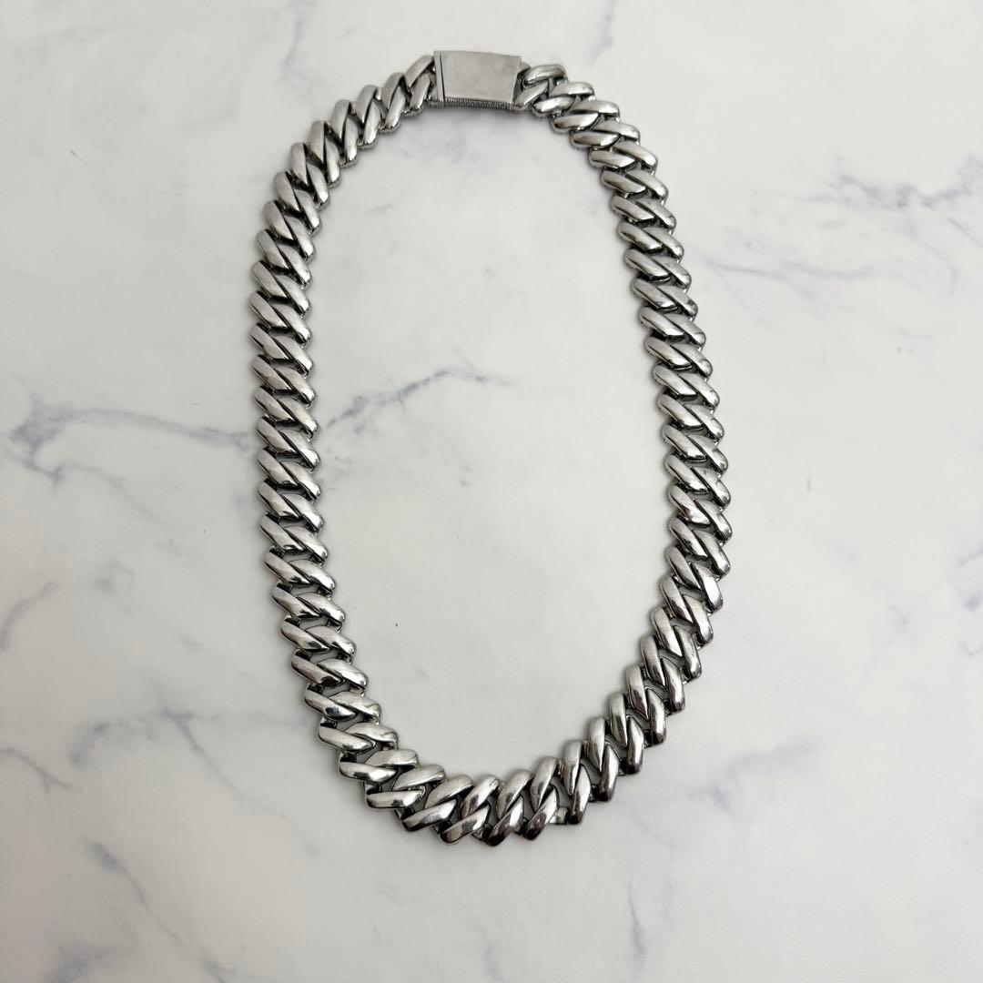 Glitter シルバー チェーンネックレス60cm 19mm