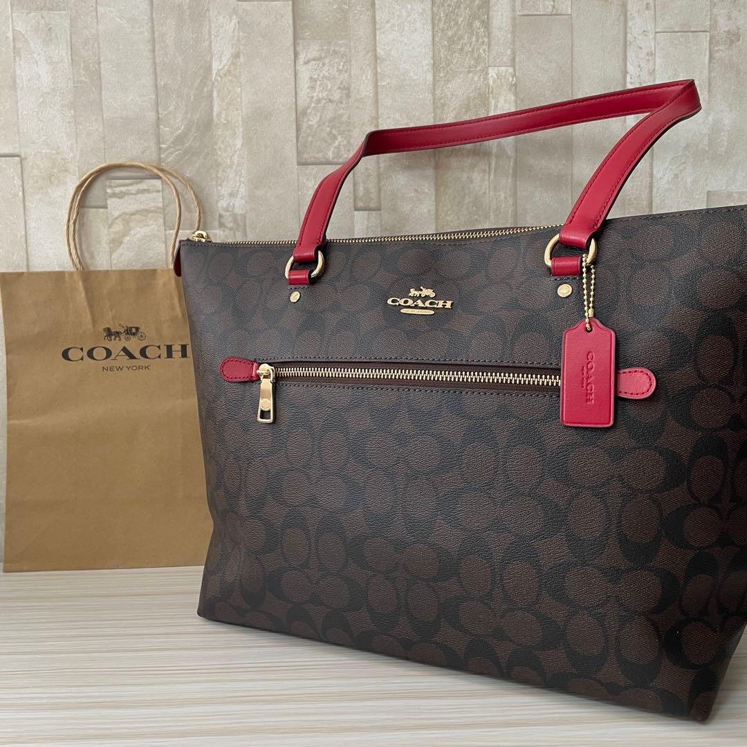 早い者勝ち！訳あり新品 COACH トートバッグ シグネチャー柄 ブラウン