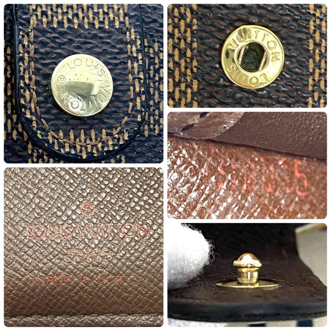 ルイ ヴィトン◎ヴィエノワ ダミエ エベヌ 二つ折り財布 がま口 ブラウン 茶色