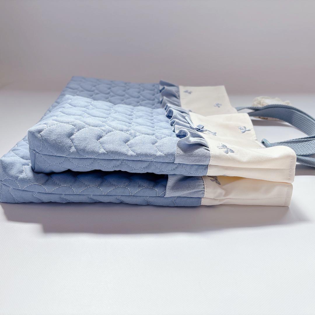 ぴ様　レッスンバッグ　上履き袋　体操着袋　ハンドメイド　ハート　キルト　ヌビ