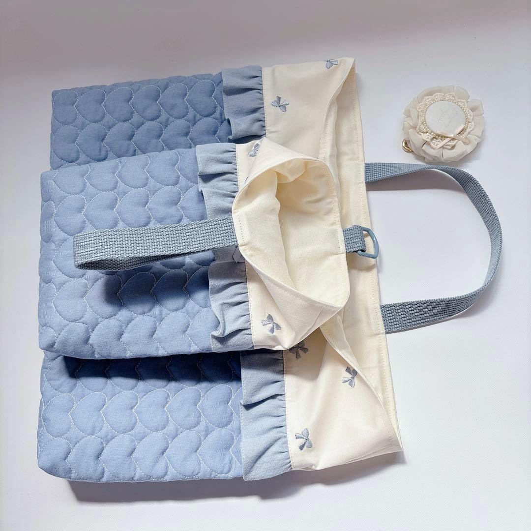 ぴ様　レッスンバッグ　上履き袋　体操着袋　ハンドメイド　ハート　キルト　ヌビ