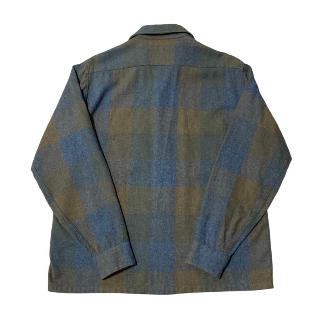 ヴィンテージ60's Sears ウール オープンカラーシャツ オンブレ M