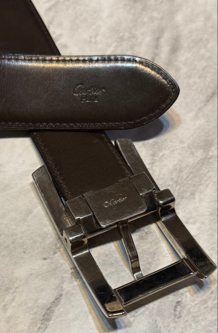 カルティエ タンクドゥ シルバーバックル リバーシブル レザーベルト