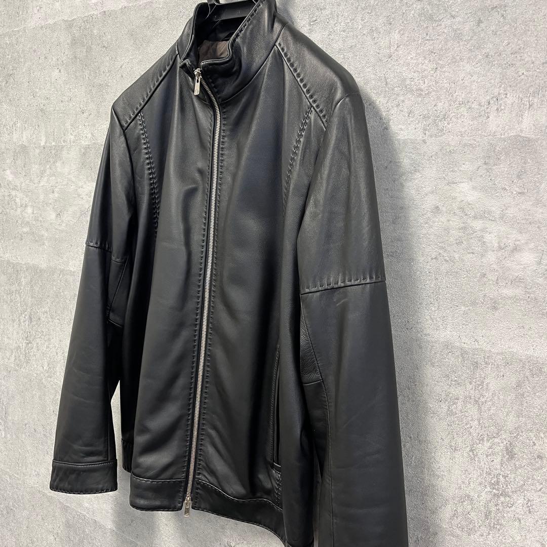 【最終値】ブラックレザースタンドカラーシングルライダース　メンズビギ　美品