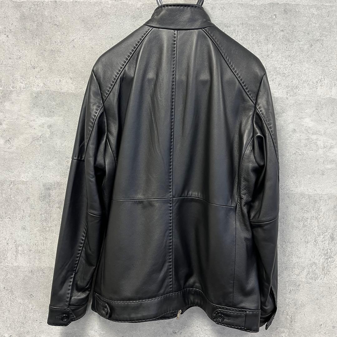 【最終値】ブラックレザースタンドカラーシングルライダース　メンズビギ　美品