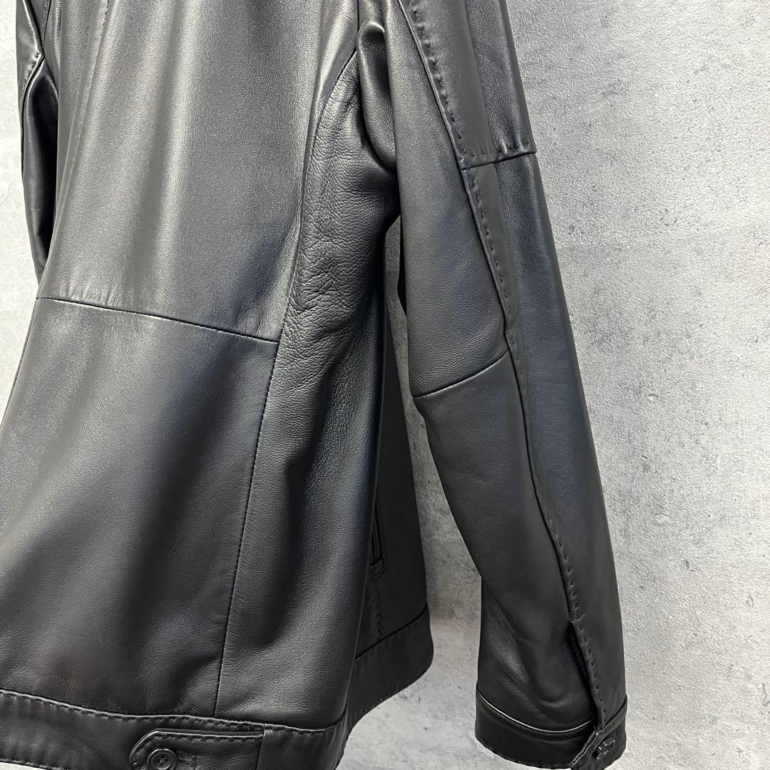 【最終値】ブラックレザースタンドカラーシングルライダース　メンズビギ　美品