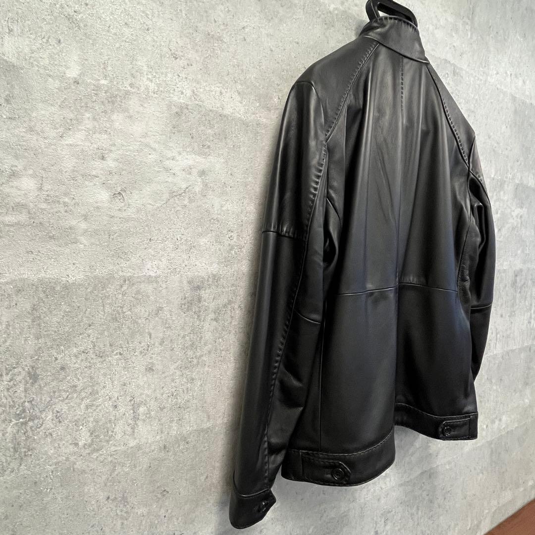 【最終値】ブラックレザースタンドカラーシングルライダース　メンズビギ　美品