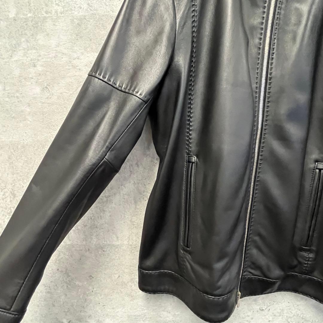 【最終値】ブラックレザースタンドカラーシングルライダース　メンズビギ　美品
