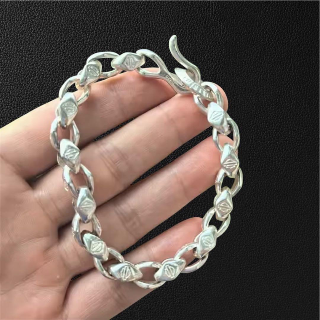 3点セット　S925刻印　ヴィンテージ チェーン　ブレスレット　重厚感　レトロ