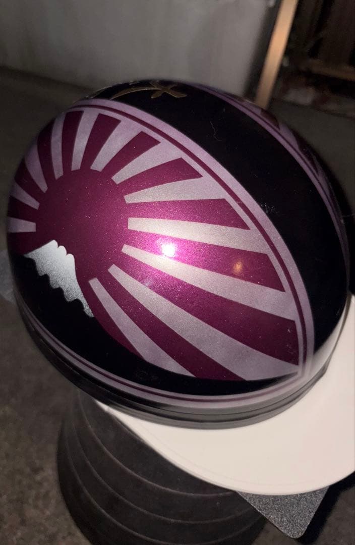 三つボタンコルク半　紫ラメ　日章