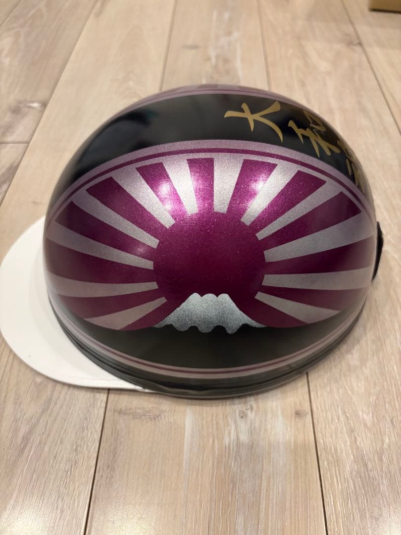 三つボタンコルク半　紫ラメ　日章