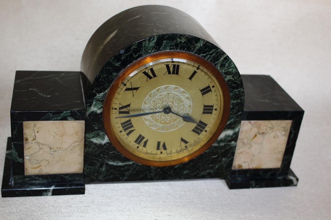 アンティーク 時計 大理石 骨董 ゼンマイ時計
