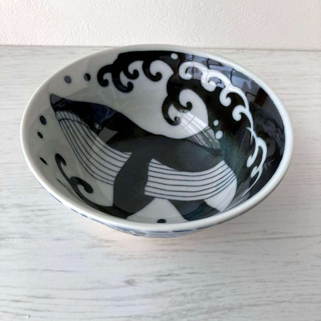 新品2点セット　美濃焼　白波くじら　15cm 多用丼　茶碗　丼　クジラ　鯨