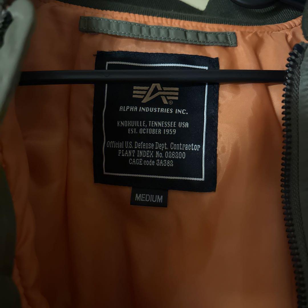 美品★ALPHA INDUSTRIES MA-1フライトジャケットMカーキ