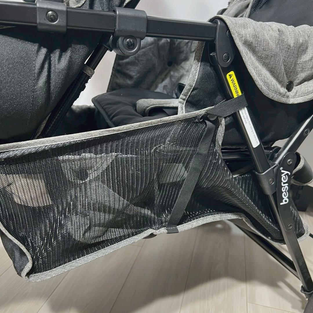 besrey 2人乗り ベビーカー 縦型 タンデム グレー 双子 年子