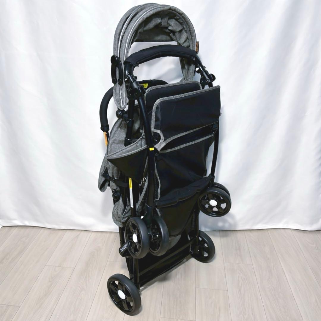 besrey 2人乗り ベビーカー 縦型 タンデム グレー 双子 年子