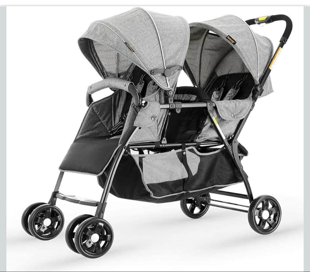 besrey 2人乗り ベビーカー 縦型 タンデム グレー 双子 年子