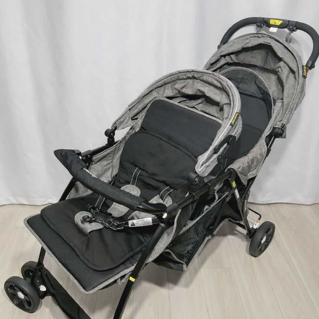 besrey 2人乗り ベビーカー 縦型 タンデム グレー 双子 年子