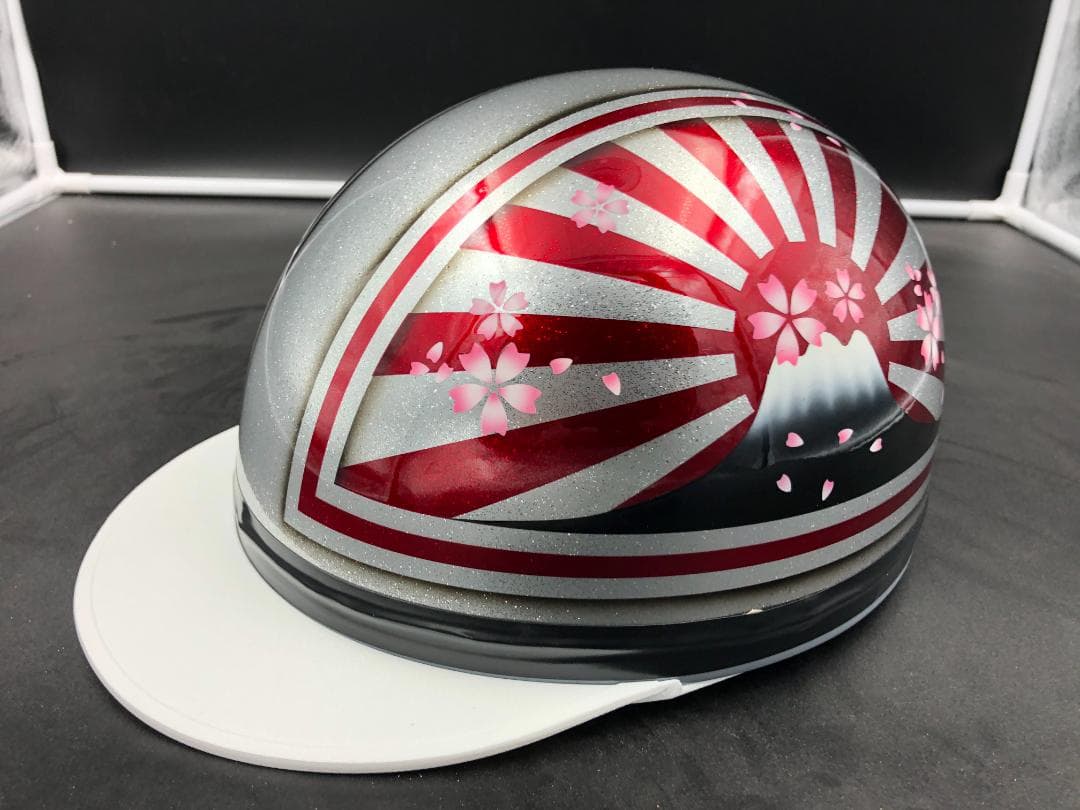 コルク半　カスタム　富士日章　三つボタン　シルバーレッド　ラメ　桜 高級クリヤ