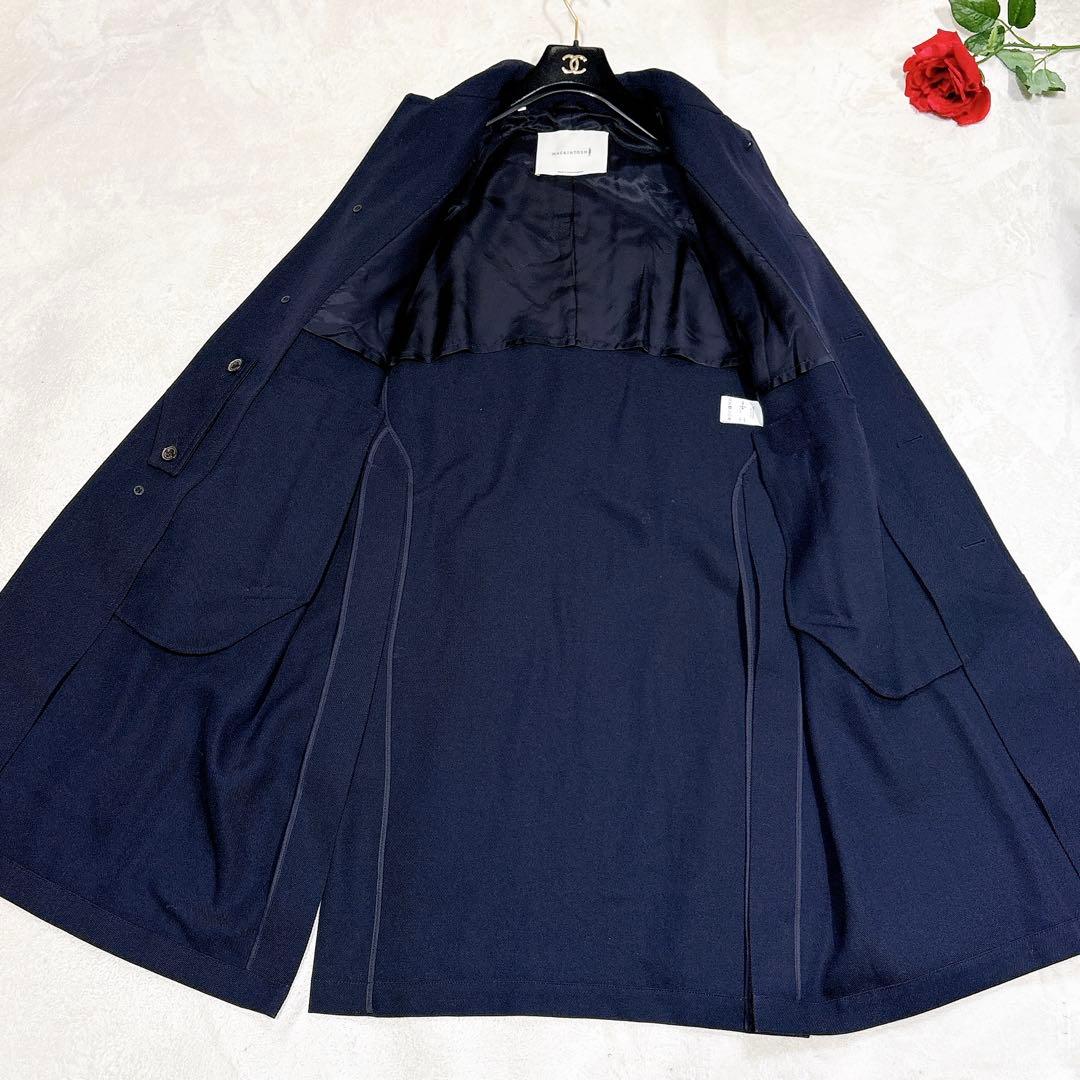 未使用✨　マッキントッシュ　ステンカラーコート　ウール　100% ネイビー