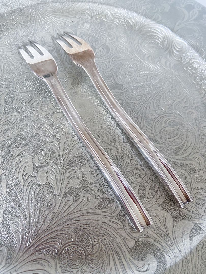 エルメス　Hデザイン　デザート、オードブル　フォーク　2本　シルバープレート