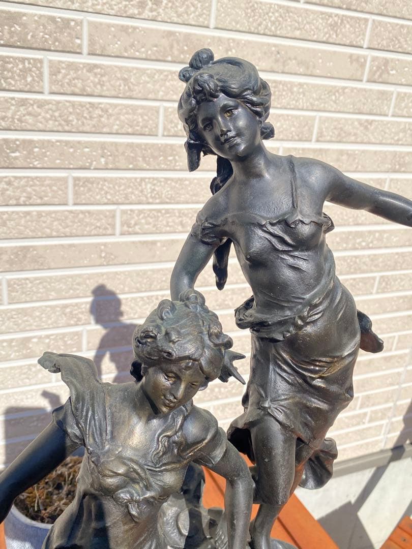 【重厚ブロンズ像｜クラシック調ヴィンテージ・ガーデンオブジェ】