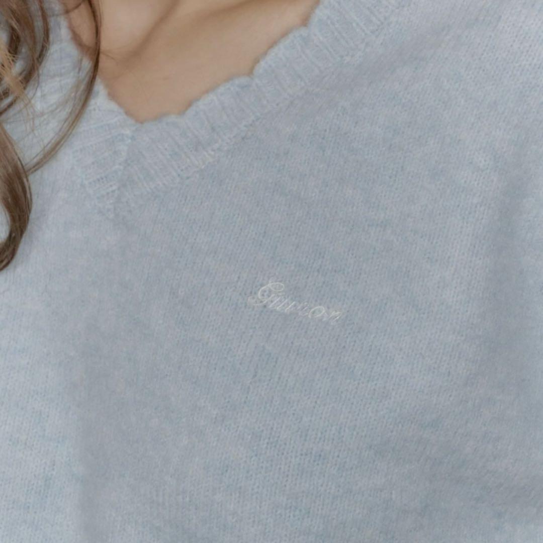 GIUNON ルーズスカラップVネックニット