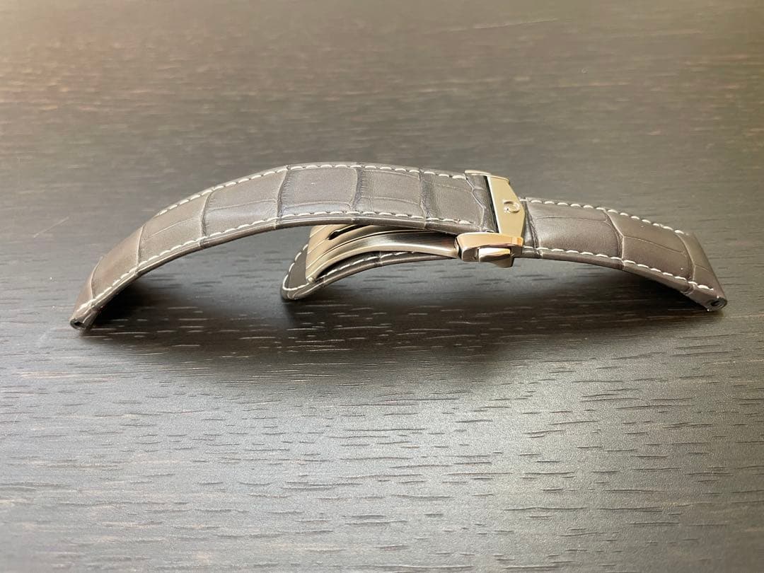 オメガ 純正グレーアリゲーターレザーストラップ＋フォールデイングクラスプのセット