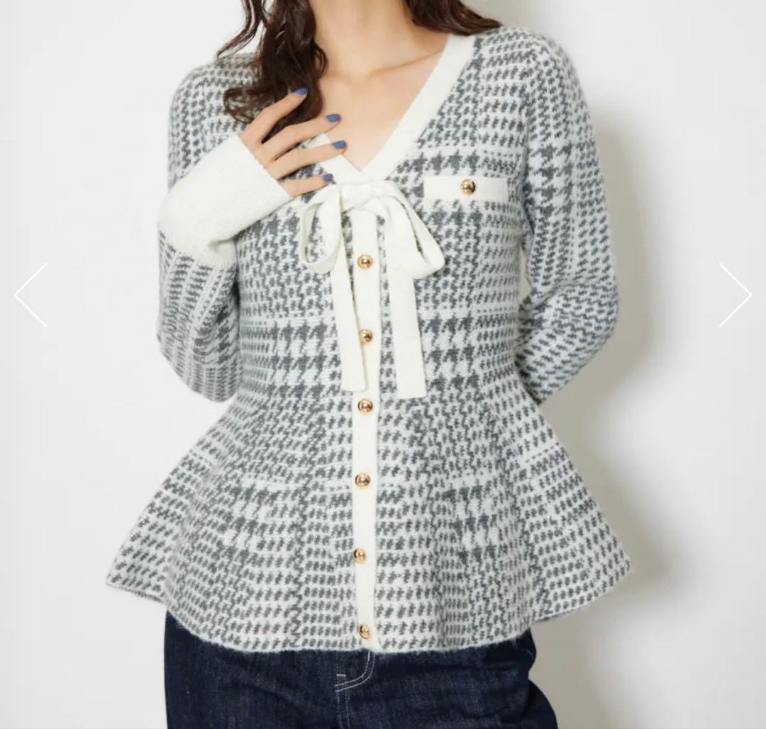 rienda 2WAYペプラムジャガードニットカーディガントップス