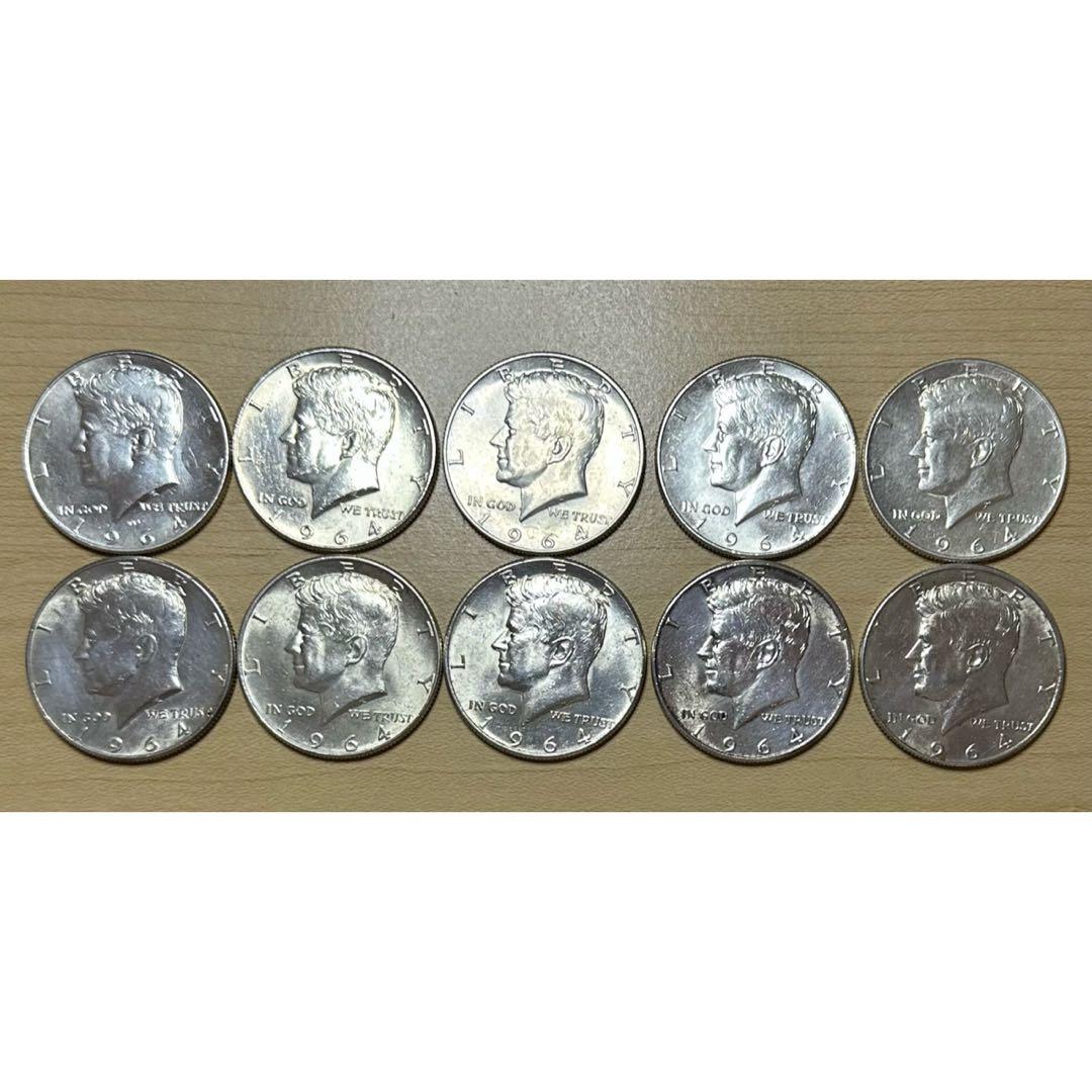 ケネディ ハーフダラー 1964年 10枚 銀貨 シルバー 銀品位90 a