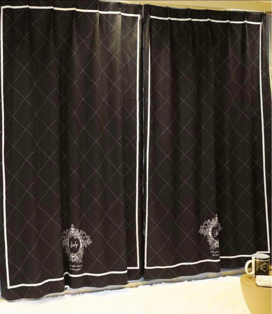Rady ホテシリ キルティング　2枚組カーテン　100✖️200 黒